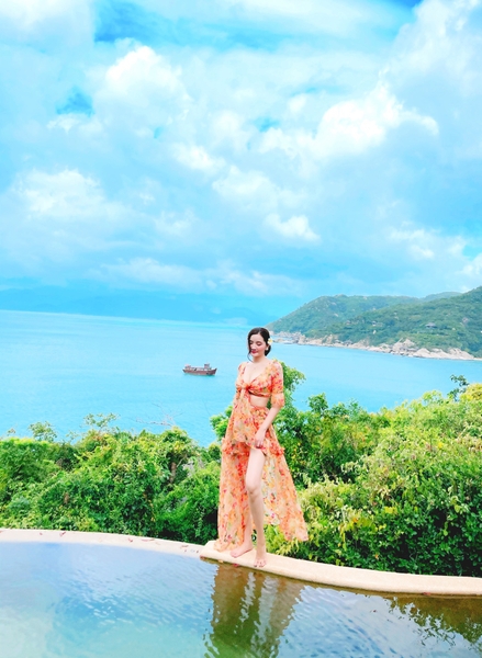 Đầm Maxi Bikini Hoa Cam H0374