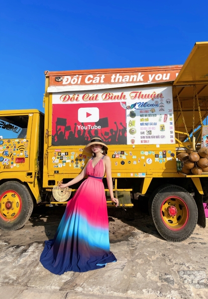 Đầm Maxi Dây Dài Loang Hồng Xanh Tím DM132