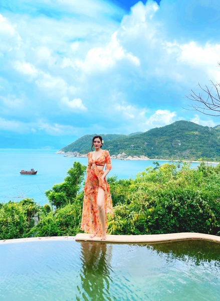 Đầm Maxi Bikini Hoa Cam H0374