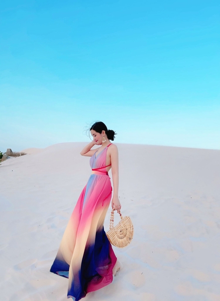 Đầm Maxi Loang Hồng Dây Dài 7 Màu DM145