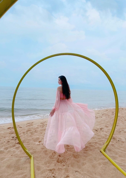 Đầm Maxi Set Bikini Hồng Phấn 3 Món DM806