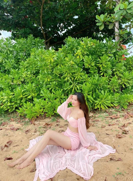 Đầm Maxi Set Bikini Hồng Phấn 3 Món DM806