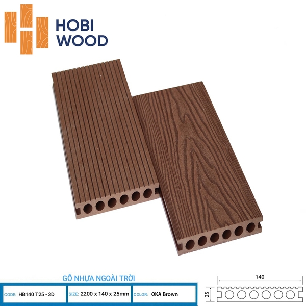 Sàn Gỗ Nhựa HOBIWOOD HB140 T25-3D Oka Brown