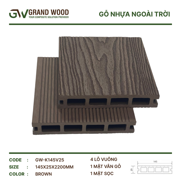 Sàn Gỗ Nhựa GW-K145V25 Brown