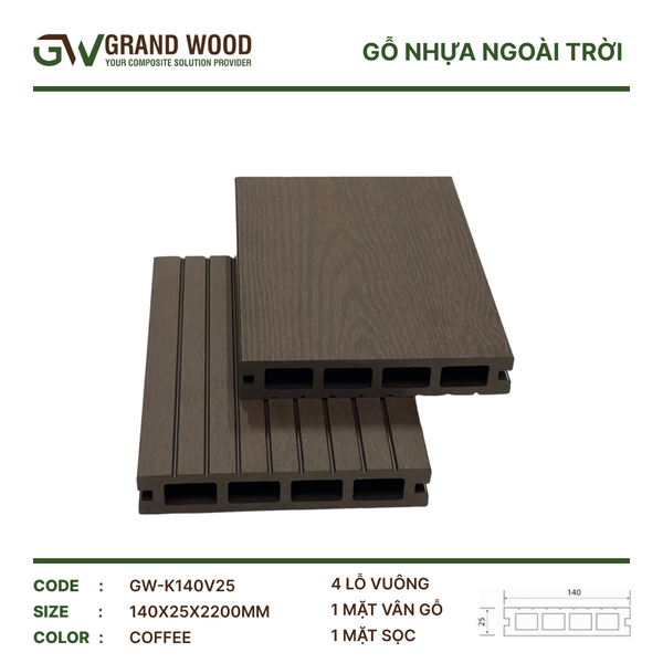 Sàn Gỗ Nhựa GW-K140V25 Coffee