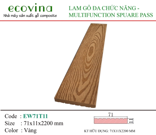 Tấm Ốp Đa Năng Ecovina EW71T11 Yellow