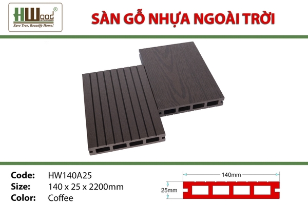 Sàn Gỗ Nhựa HWOOD HW140A25 Coffee