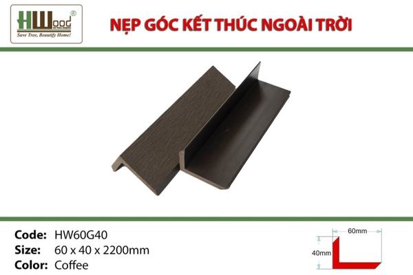 Nẹp gỗ nhựa HWOOD HW60G40 Coffee