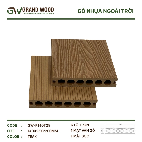 Sàn Gỗ Nhựa GW-K140T25 Teak