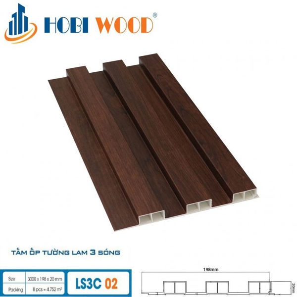 Lam Sóng Gỗ Nhựa HobiWood LS3C-02