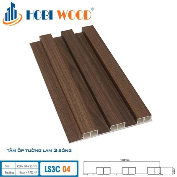 Lam Sóng Gỗ Nhựa HobiWood LS3C-04