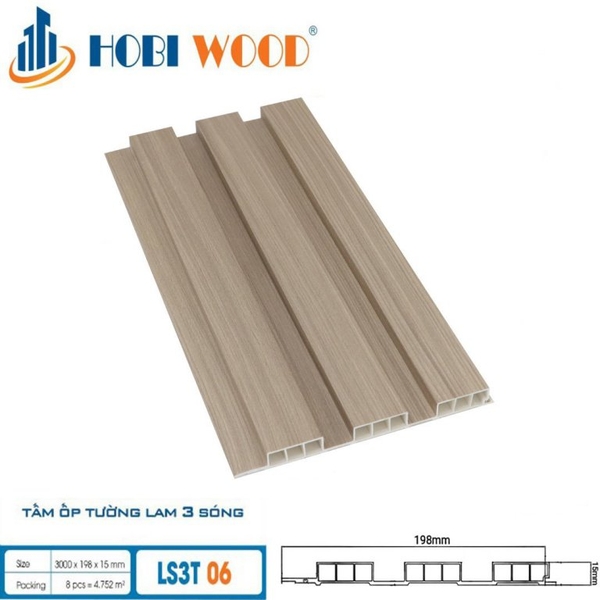 Lam Sóng Gỗ Nhựa HobiWood LS3T-06