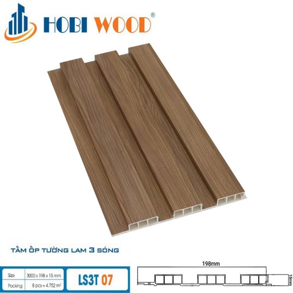 Lam Sóng Gỗ Nhựa HobiWood LS3T-07