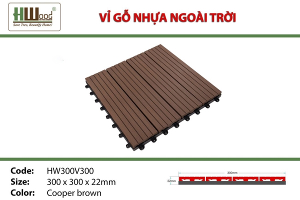 Vỉ Gỗ Nhựa HWOOD HW300V300 Copper Brown