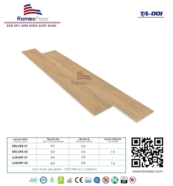 Sàn nhựa Romex Floor TA001