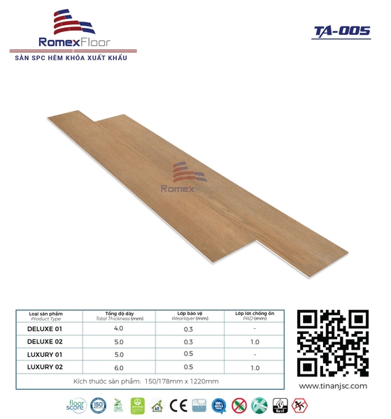 Sàn nhựa Romex Floor TA005