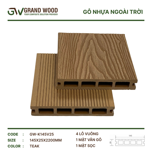 Sàn Gỗ Nhựa GW-K145V25 Teak