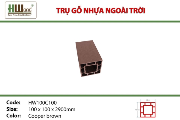 Trụ Cột Pergola HWOOD HW100C100 Copper Brown