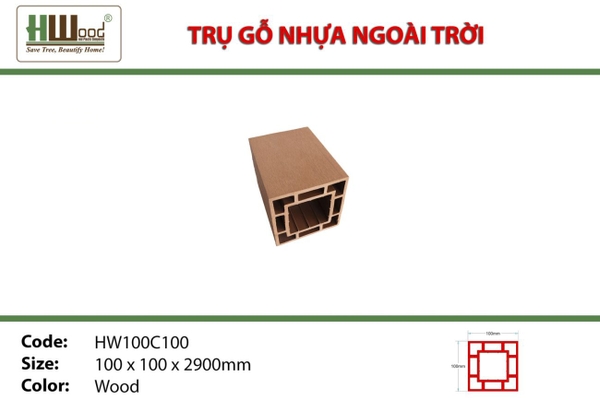 Trụ Cột Pergola HWOOD HW100C100 Wood