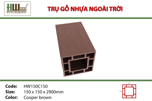 Trụ Cột Pergola HWOOD HW150C150 Copper Brown