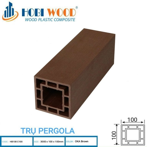 Trụ Cột Pergola HobiWood HB100-C100 OaK Brown