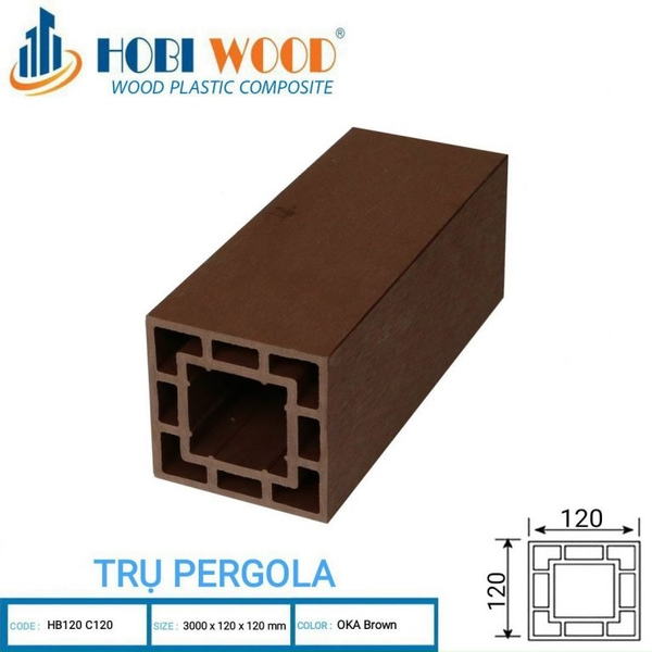 Trụ Cột Pergola HobiWood HB120-C120 OaK Brown