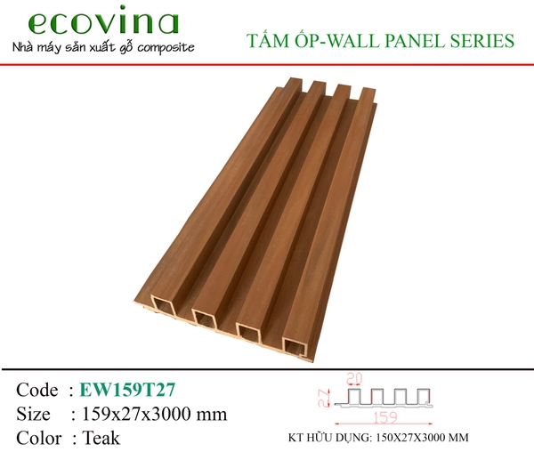 Tấm ốp 4 sóng cao Ecovina EW159T27 Teak