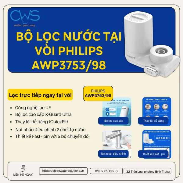 Bộ lọc nước tại vòi Philips AWP3753/98