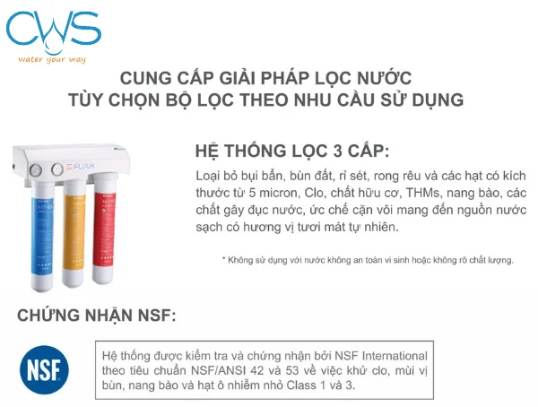 Các chứng nhận về chất lượng và sức khỏe của bộ lọc nước đầu nguồn Chungho FLUUX 3