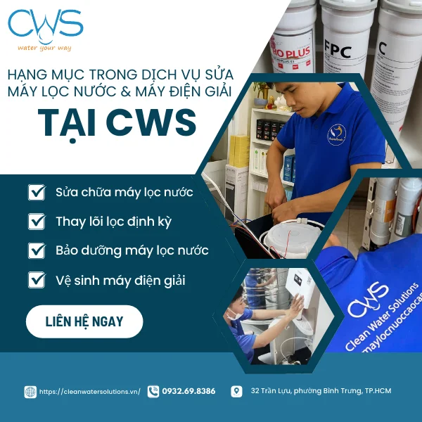 Các Hạng Mục Trong Dịch Vụ Sửa Máy Lọc Nước & Máy Điện Giải Tại CWS