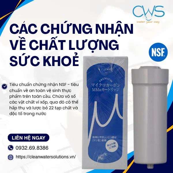 Lõi Lọc Trim Ion Refine (MMα Cartridge) - Các chứng nhận về chất lượng sức khoẻ