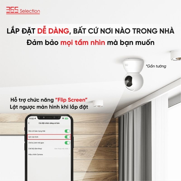 Camera IP 360 Độ 3MP 365 Selection C1 dễ dàng lắp đặt