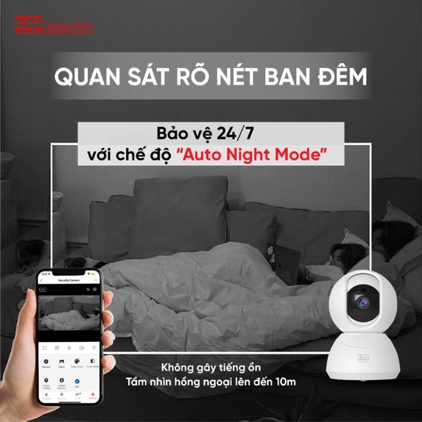 Camera IP 360 Độ 3MP 365 Selection C1 dễ dàng quan sát ban đem