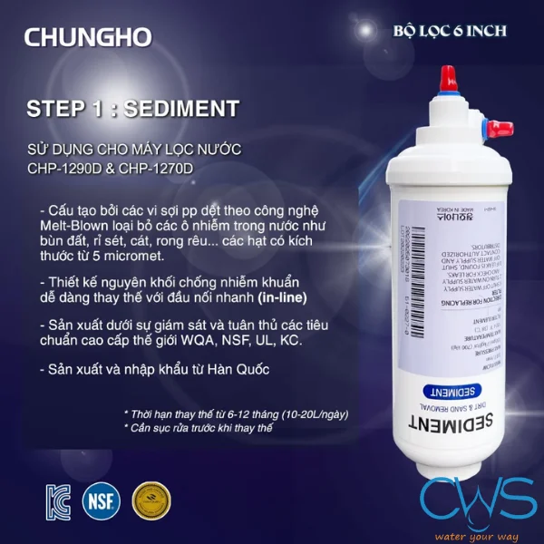 Chức năng của lõi lọc Sediment Chungho AMBIENT