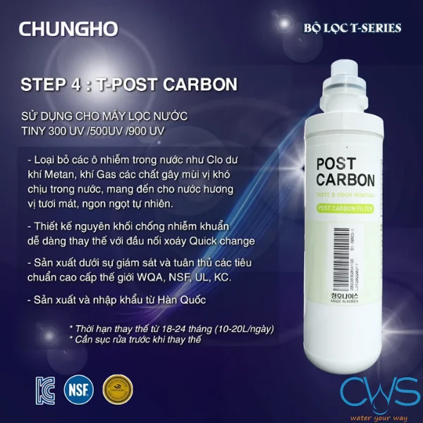 Chức năng lõi lọc Chungho Post Carbon