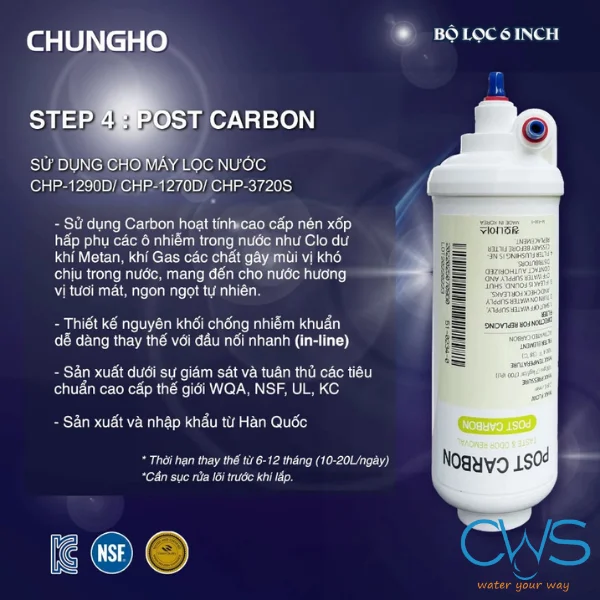 Chức năng lõi lọc Post Carbon Chungho AMBIENT