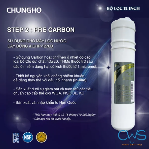 Chức năng lõi lọc Pre Carbon WHI Caffe