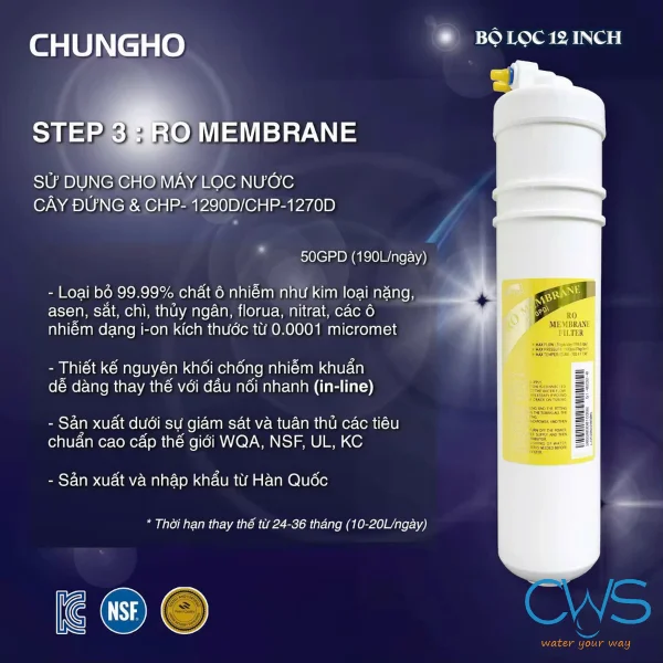 Chức năng lõi RO Membrane WHI Caffe 700