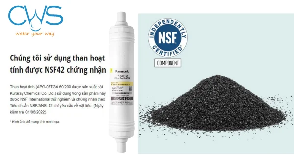 Công nghệ than hoạt tính (Than hoạt tính Nano) trên lõi lọc nước Panasonic