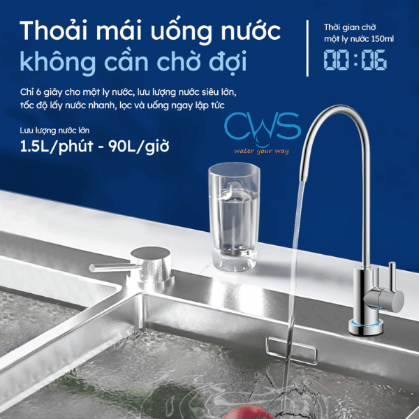 Công suất lọc 4000L, tốc độ dòng chảy lớn 1.5L/phút