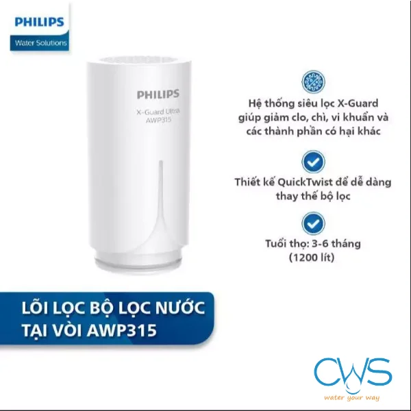 Bộ lọc nước tại vòi Philips AWP3705P1/90 - Công nghệ lọc UF và hệ thống lọc cao cấp X-Guard Ultra