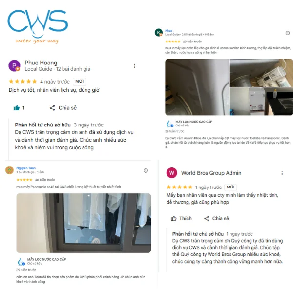 Feedback từ khách hàng đã sử dụng dịch vụ sửa chữa máy lọc nước tại CWS