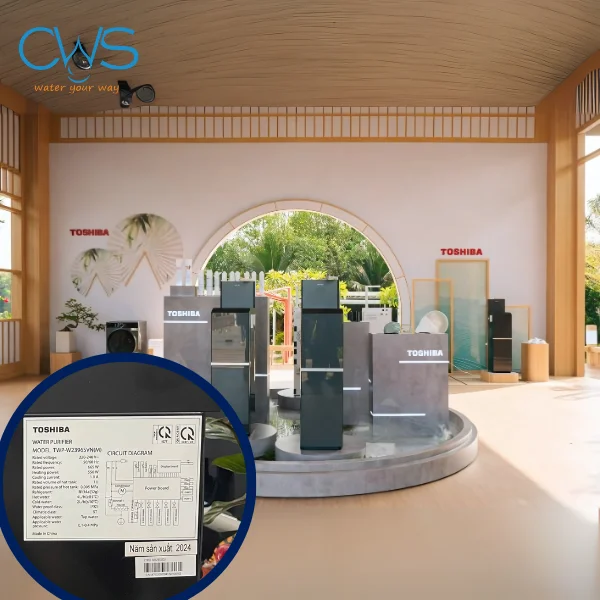 Kiểm tra model máy đằng sau máy lọc nước Toshiba