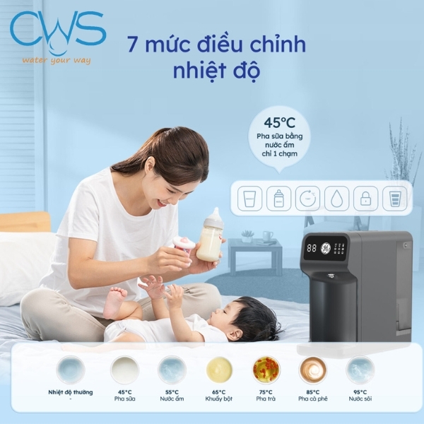 Làm nóng trong 3 giây - 7 mức điều chỉnh nhiệt độ khác nhau