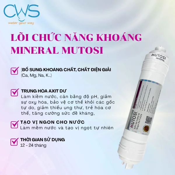 Bộ 8 lõi lọc nước Mutosi -Lõi Chức Năng Khoáng Đá Mineral