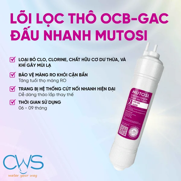 Bộ 8 lõi lọc nước Mutosi - Lõi Lọc OCB/GAC (Lõi số 2)