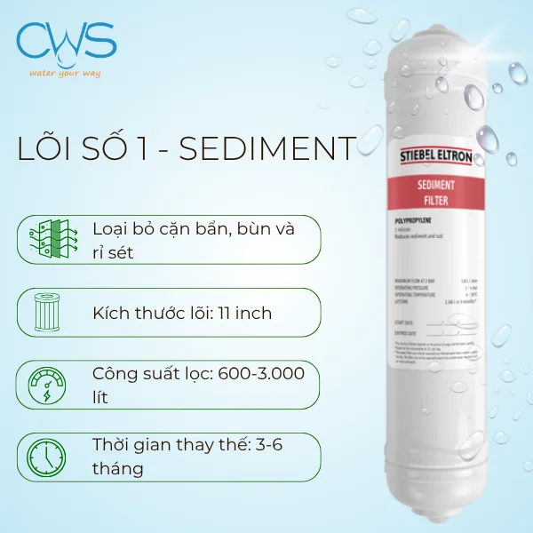 Lõi lọc nước Stiebel Eltron Cloud - Lõi số 1: Sediment