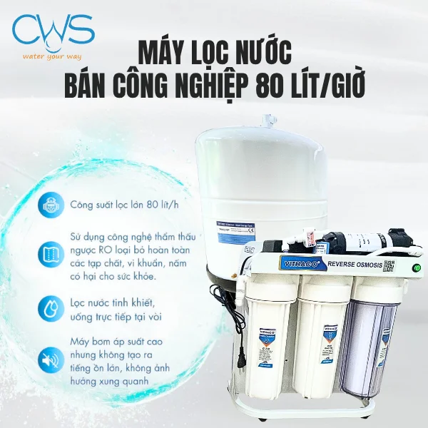 Máy lọc nước bán công nghiệp với công suất lớn, phục vụ khách hàng đông đảo