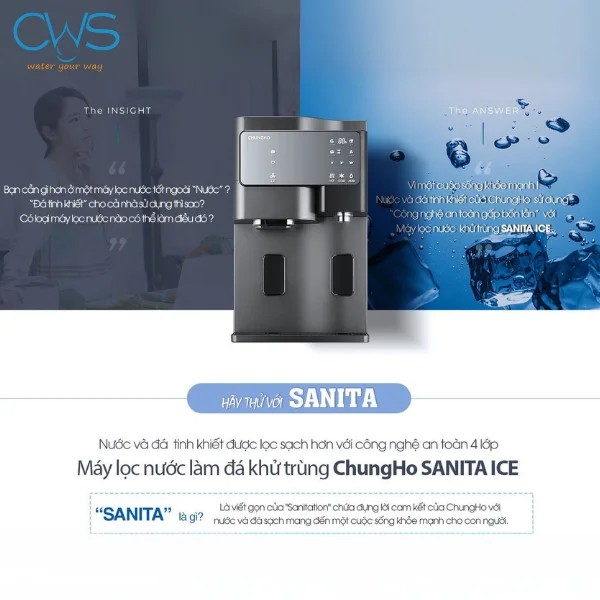 Máy Lọc Nước Chungho Sanita Ice Khử Trùng Vô Khuẩn, Làm Đá Nhanh Chóng