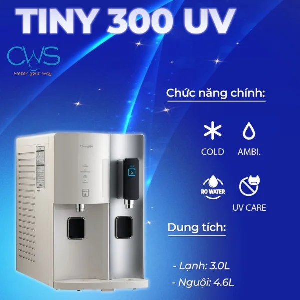 Máy lọc nước Chungho Tiny 300 UV sở hữu công suất và dung tích lớn, đáp ứng nhu cầu sử dụng liên tục